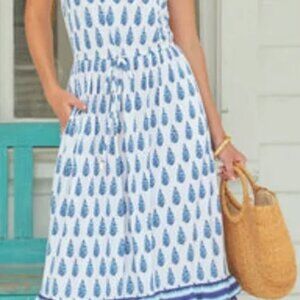 CABANA LIFE Delray Blue Coverluxe Waist Tie/Pockets Maxi Dress (Size XL)